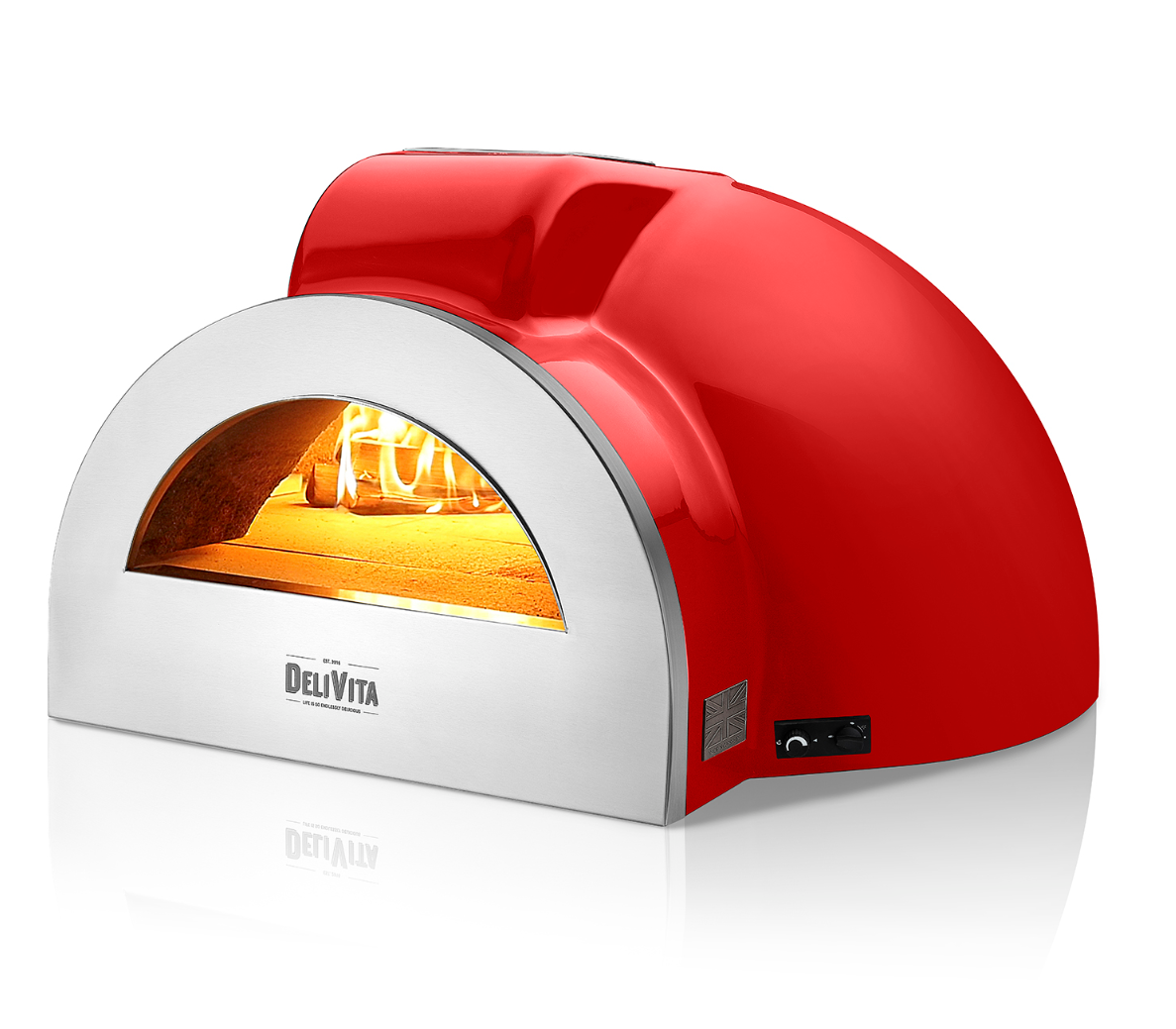 Delivita - Pro Dual Fuel - Chilli Red + Flue Pipe & Rain cap