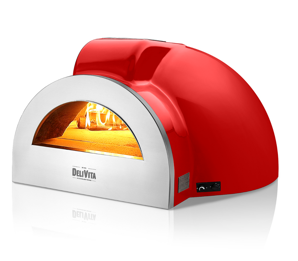 Delivita - Pro Dual Fuel Deluxe complete Collection - Chilli Red + Flue Pipe & Rain cap