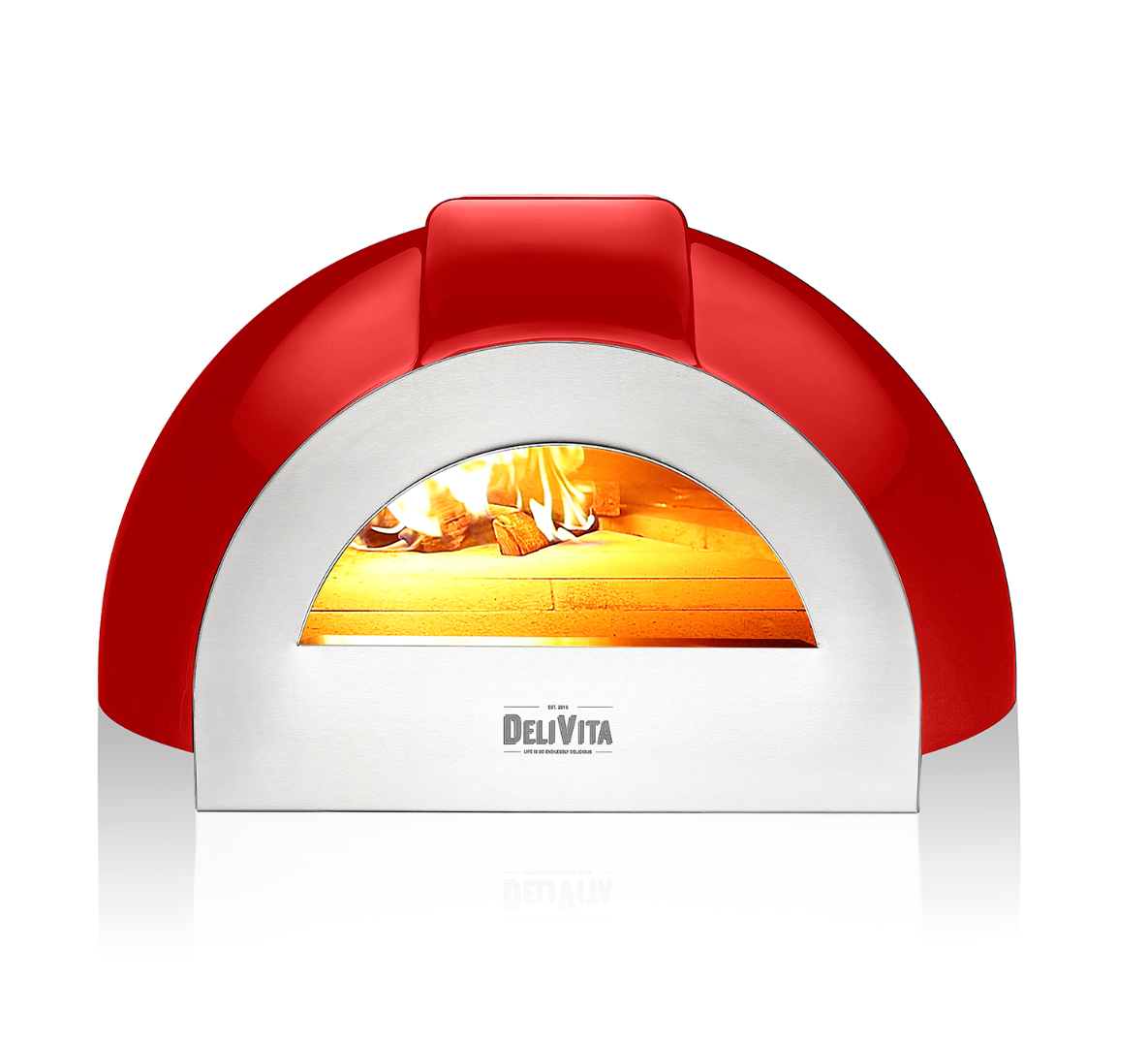 Delivita - Pro Dual Fuel - Chilli Red + Flue Pipe & Rain cap